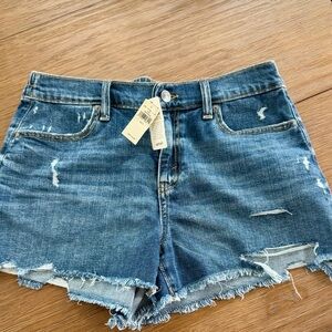 aerie Mid-Rise Distressed Denim Shorts - Blue